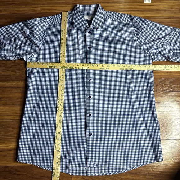 Eton Shirt Men XXL 18/46 Blue Gingham Check Plaid Contemporary Dress Long Sleeve - Picture 4 of 8